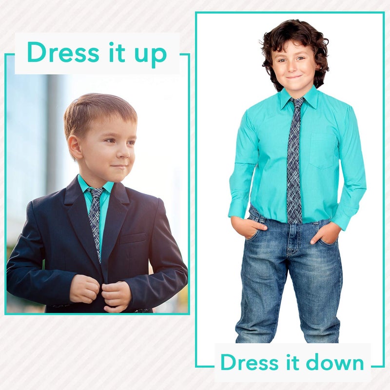 Alberto Danelli's Boys Long Sleeve Dress Shirt with Matching Tie and Handkerchief, 14/16, Lagoon - Image 5